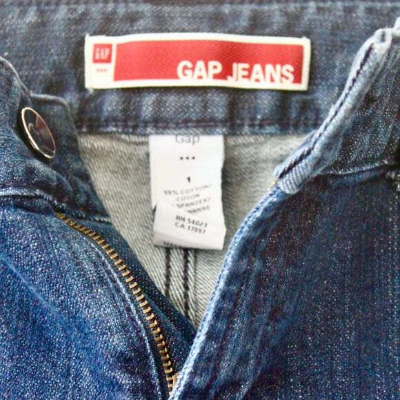 GAP Vintage Y2K Blue Denim Dark Wash Front Seam Wide-Leg Denim Jeans 1 - Picture 5 of 5